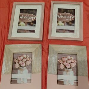 Shabby Chic Rustic Photo Frame Set - Cream and Brown